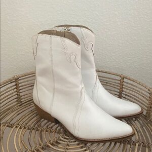 White Western Ankle Boots